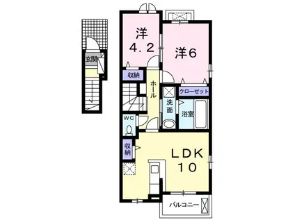 クラールライツII(2LDK/2階)の間取り写真