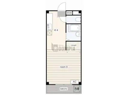 シャンブル高野(1K/1階)の間取り写真