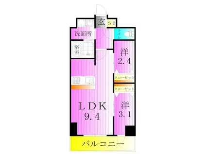 メイクスアート五反野(2LDK/4階)の間取り写真