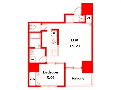 溝口レジデンス(1LDK/8階)の間取り写真