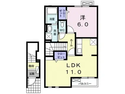 シャトレ スリーズ(1LDK/2階)の間取り写真