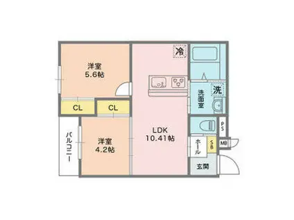 ヴェルデ大森(2LDK/2階)の間取り写真