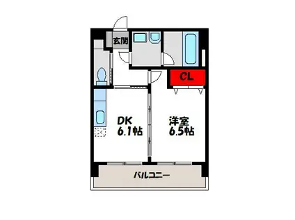 グリチーネ(1DK/2階)の間取り写真