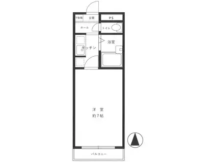 アムール六甲駅前(ワンルーム/4階)の間取り写真