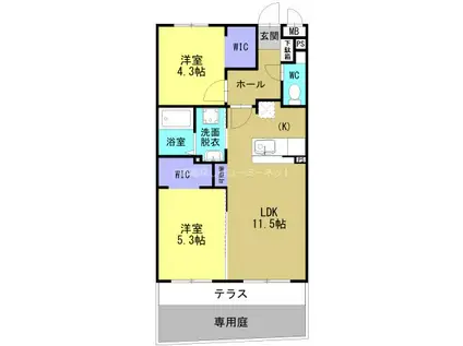 ARTH平松(2LDK/1階)の間取り写真