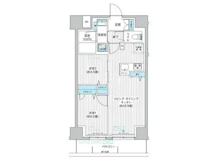 ワイズ本所(2LDK/9階)の間取り写真