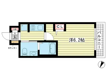 エステムプラザ神戸三宮ルクシア(1K/5階)の間取り写真