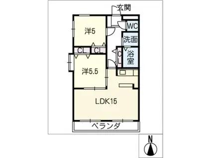 室賀ビル(2LDK/3階)の間取り写真
