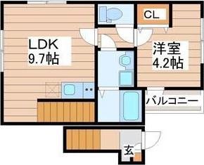プライムヒルズ(1LDK/2階)の間取り写真