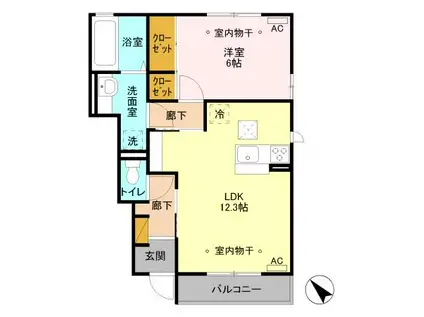 D-ROOM ブランドール C 101(1LDK/1階)の間取り写真