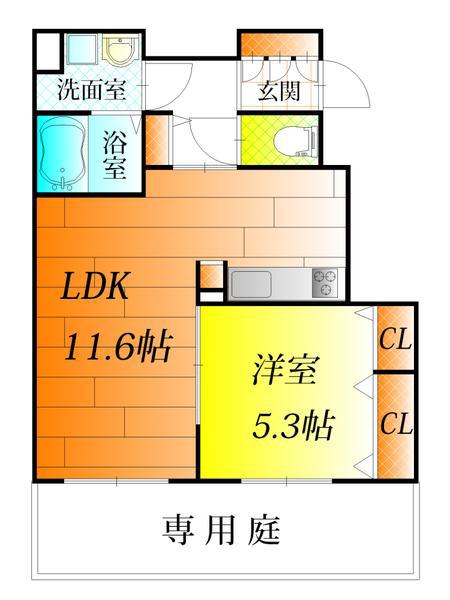 シャーメゾン橘(1LDK/1階)の間取り写真