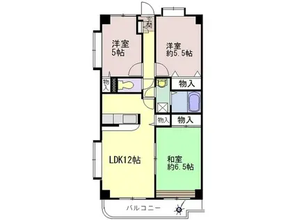 ベルス千葉寺(3LDK/3階)の間取り写真