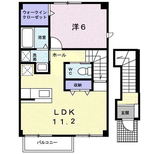 ポタジェ太田A(1LDK/2階)の間取り写真