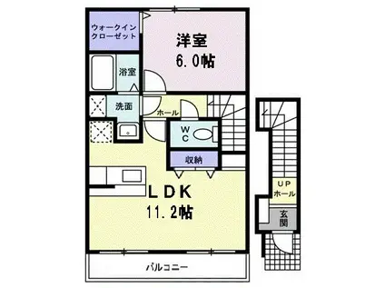 プリムローズII(1LDK/2階)の間取り写真