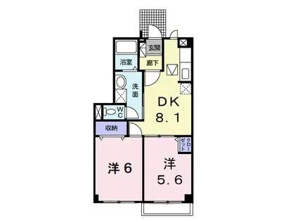 ア・ラ・モードB(2DK/1階)の間取り写真