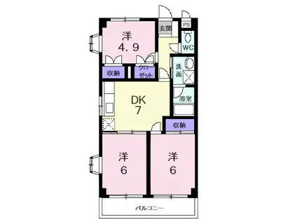 アザレ・ブランシェ(3DK/1階)の間取り写真