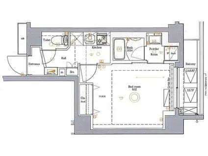 GROWS堀切菖蒲園AZ(1K/5階)の間取り写真