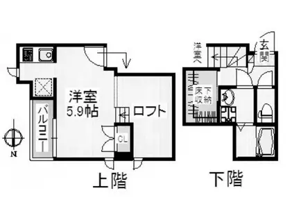 CB八千代台ミラ(1K/2階)の間取り写真