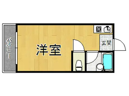 ダイバーシティ武庫川(ワンルーム/4階)の間取り写真