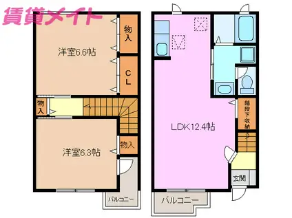 カーサコーモド阿倉川I(2LDK/1階)の間取り写真