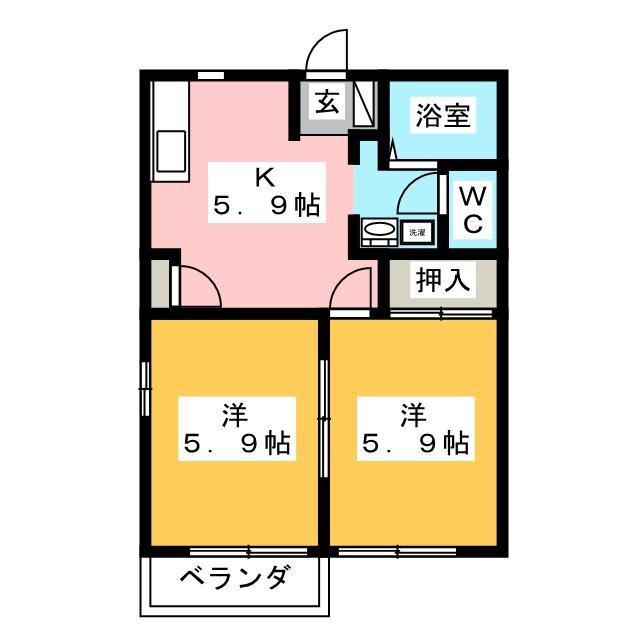 ニューフレグランス泉(2K/2階)の間取り写真
