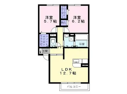 アムール エステート(2LDK/2階)の間取り写真