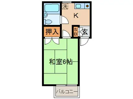 ストークハイツ近江(1K/2階)の間取り写真