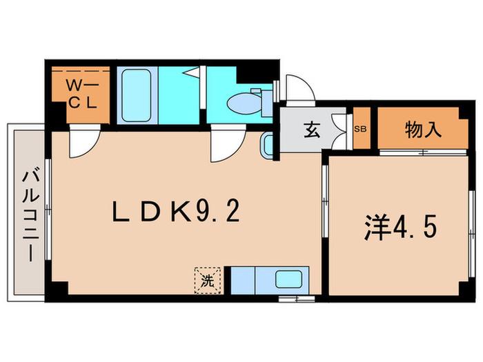 モリハイツ(1LDK/2階)の間取り写真