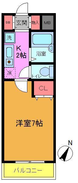 レジディア浦安(1K/4階)の間取り写真