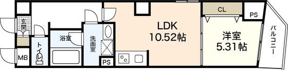 CREST CENTRAL BLDG(1LDK/10階)の間取り写真
