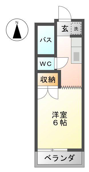 ハイネス鹿島(1K/2階)の間取り写真