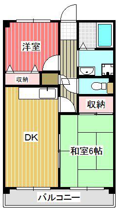 角ビル(2DK/4階)の間取り写真