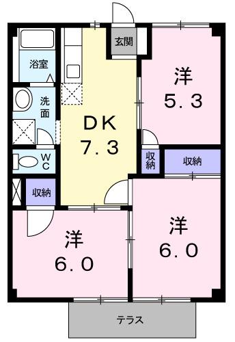 アーバンハウスII(3DK/1階)の間取り写真