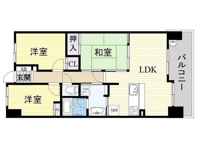 レジディア都島Ⅰ(3LDK/4階)の間取り写真