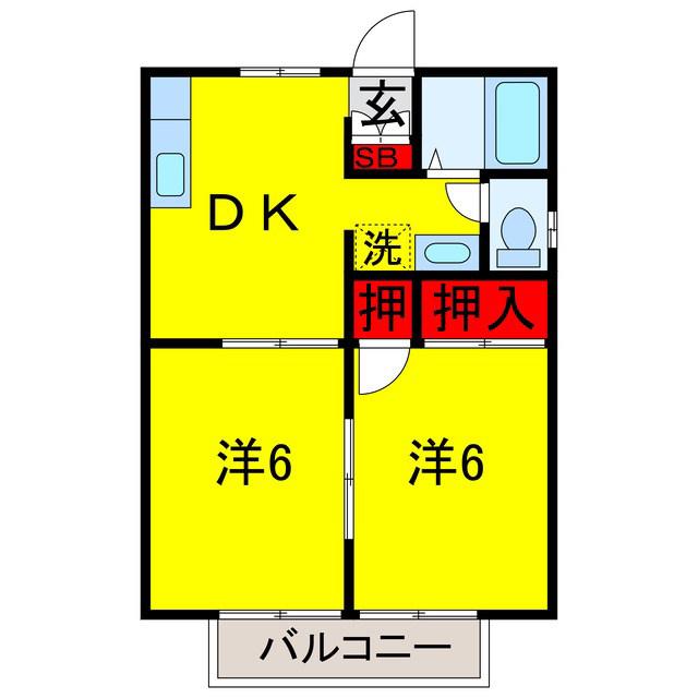 コーポ白金(2DK/1階)の間取り写真