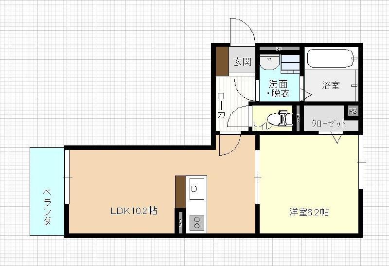 ル・シェル中庄I(1LDK/2階)の間取り写真