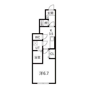 LEVEL VIJF A(1K/1階)の間取り写真