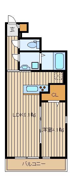 フォルトゥーナ田無(1LDK/1階)の間取り写真