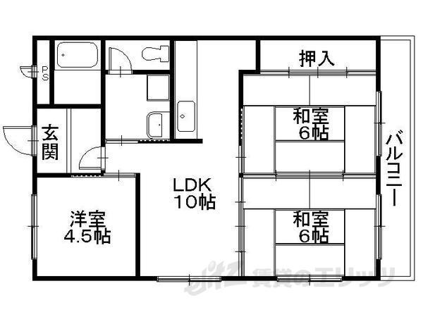 武山ハイツ(3LDK/1階)の間取り写真