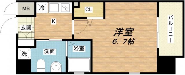 レジディア谷町(1K/12階)の間取り写真