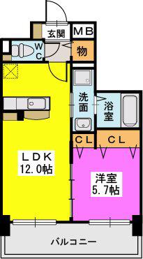 プレジデント正弥久留米駅前(1LDK/3階)の間取り写真