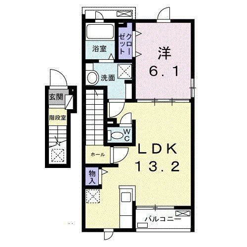 カーサ西武(1LDK/2階)の間取り写真