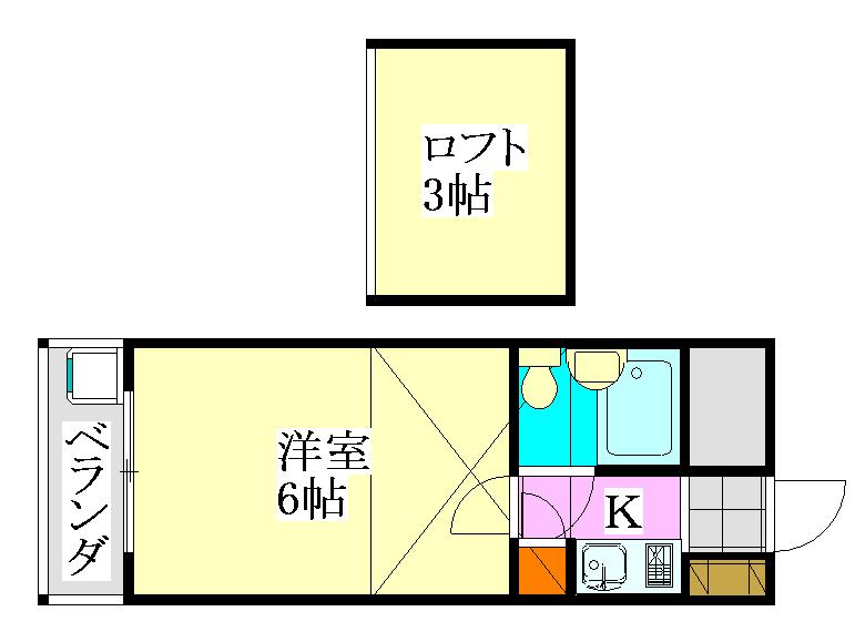ジュネパレス津田沼第31(1K/2階)の間取り写真