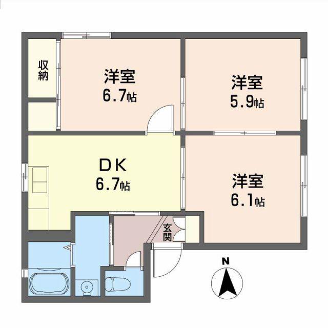 シャーメゾンくすの木(3DK/1階)の間取り写真