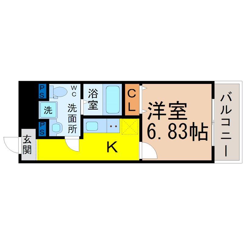 セントレイクセレブ代官町(1K/8階)の間取り写真