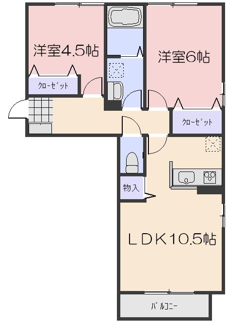 シャトレー(2LDK/1階)の間取り写真