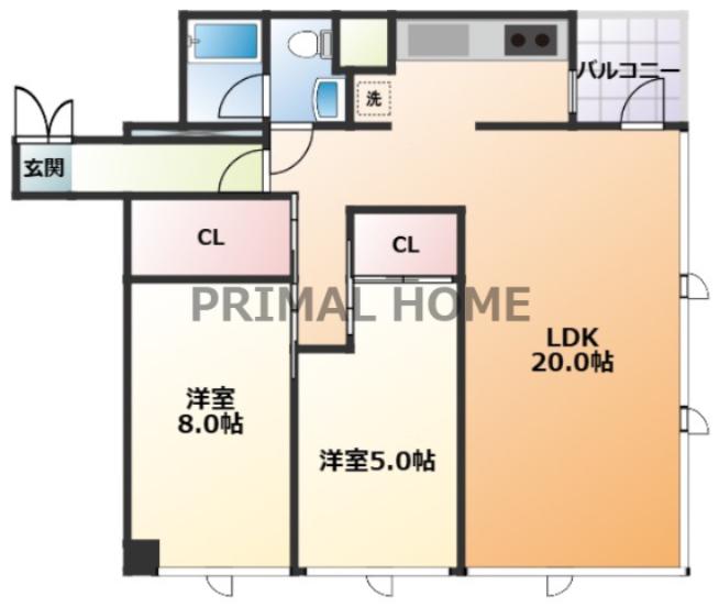 スカイハイツトーカイ(2LDK/25階)の間取り写真
