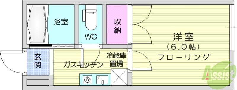 ルミエール北前町(1K/1階)の間取り写真