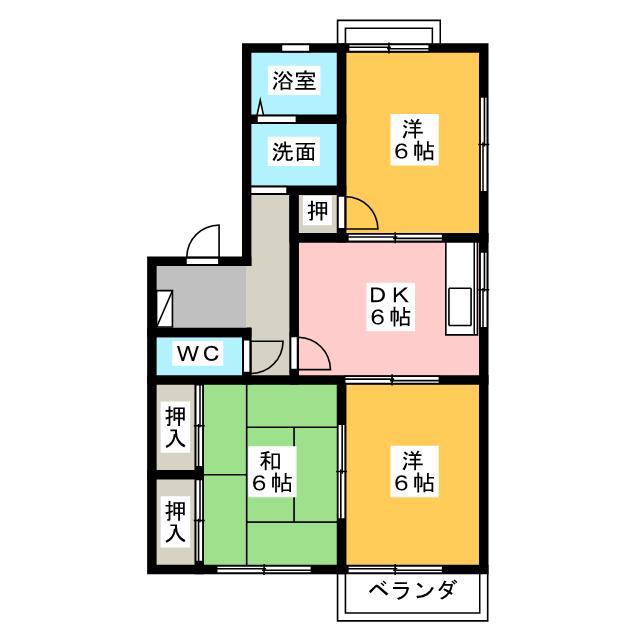 T・TOWNリヴェールF(3DK/2階)の間取り写真