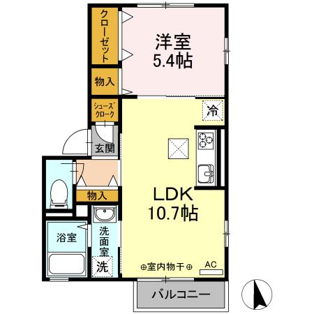クレスト四谷(1LDK/1階)の間取り写真